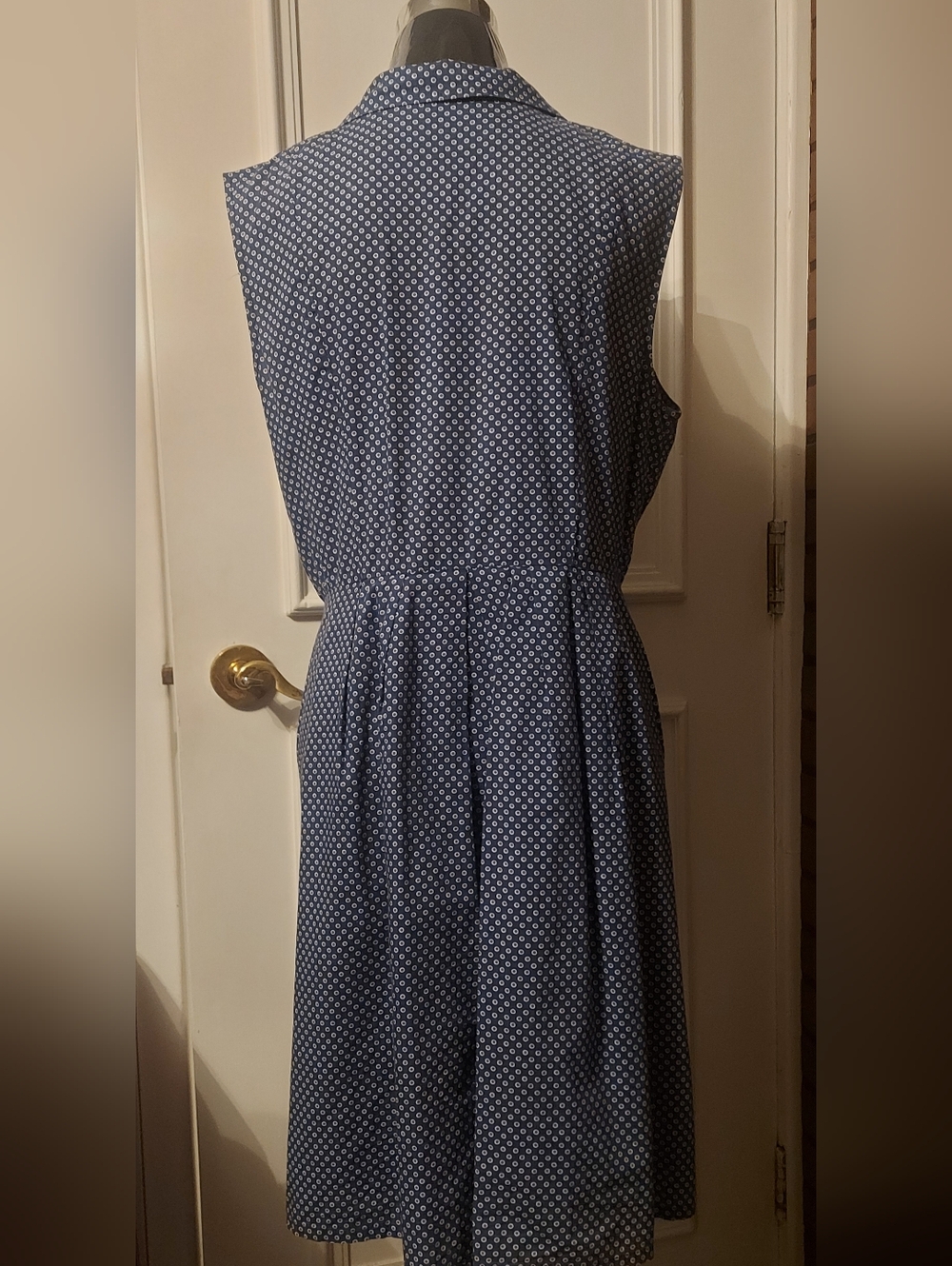 Birds of North America Blue Polka Dot Shirt Dress Button Front Fit&Flare Size 12 - Picture 3 of 14